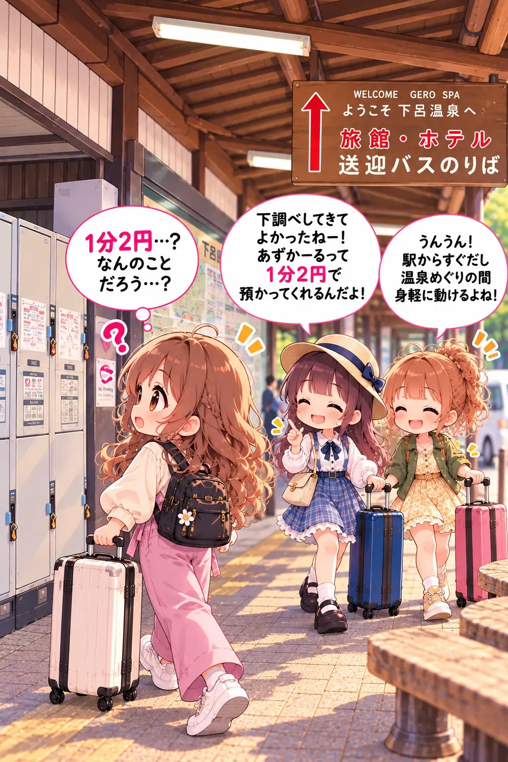 下呂駅に到着し、友人から手荷物預かり料金の話を聞く